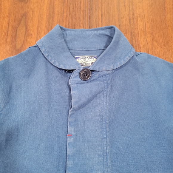 Sugar Cane Light Nave Chore Jacket Blue Medium Made In Japan Cotton Canvas - Picture 4 of 9